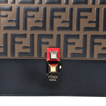 Fendi Vitello Liberty Bi-Color FF 1974 Embossed Kan I Shoulder Bag Black Maya 9 of 15
