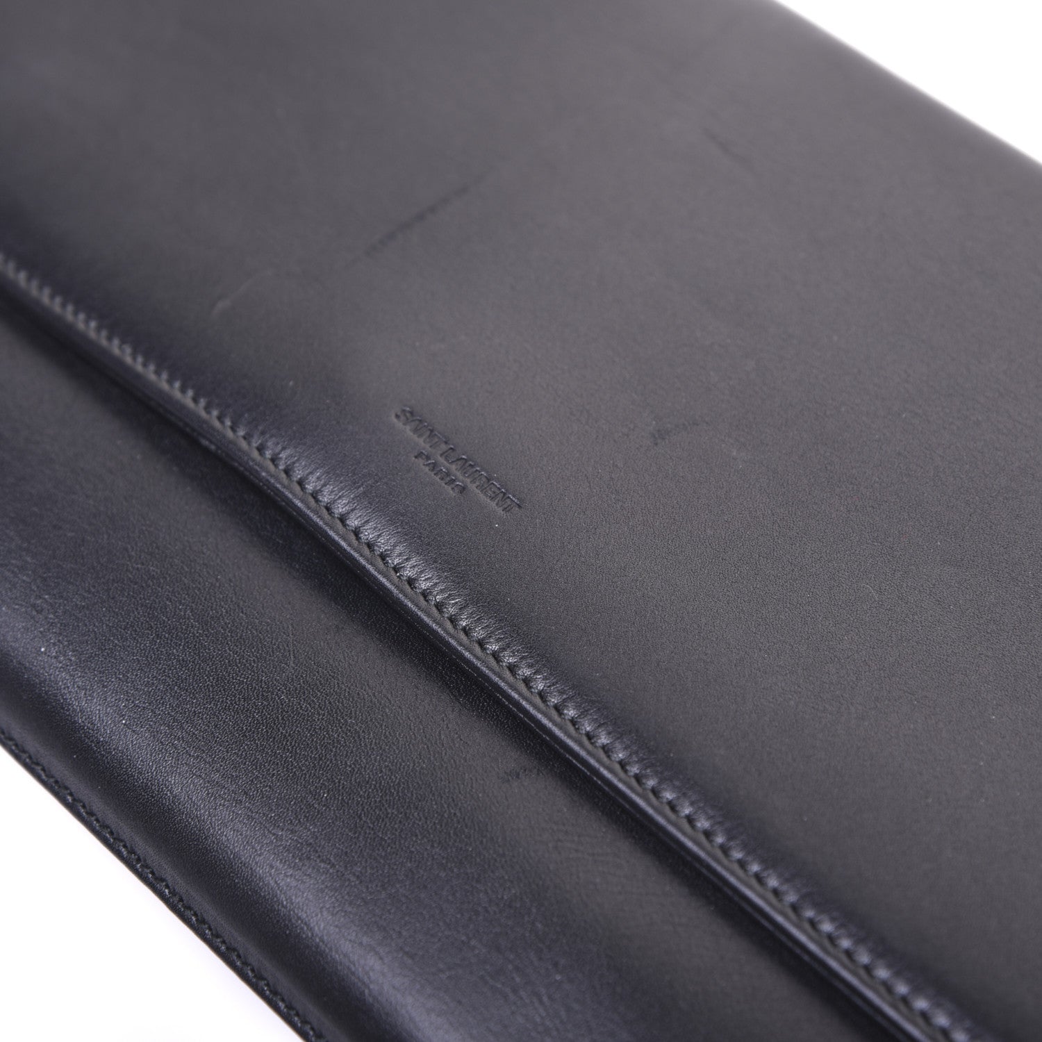 Saint Laurent Calfskin Diagonal Clutch Black 8 of 12