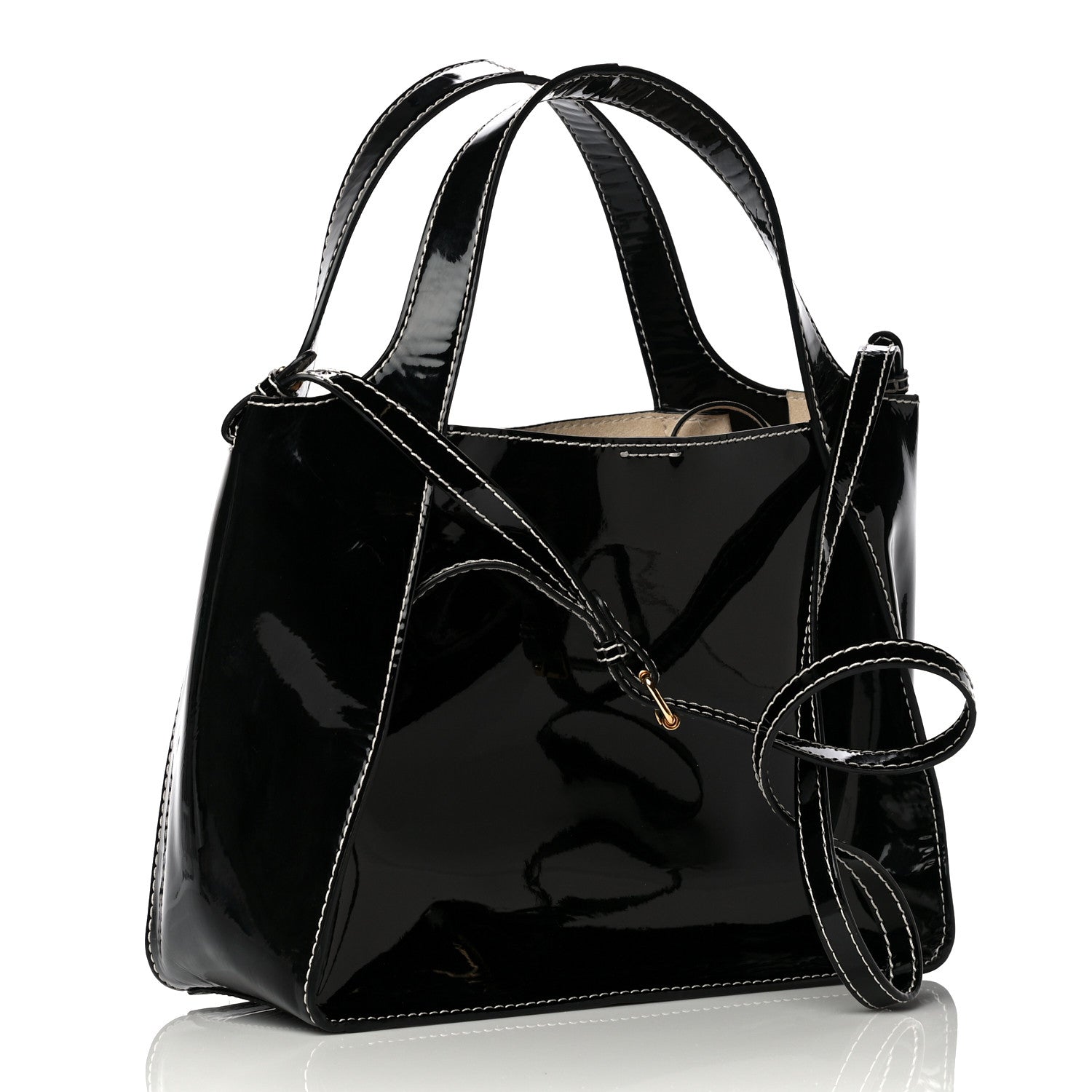 Stella McCartney Patent East West Perforated Tote Black 3 of 9