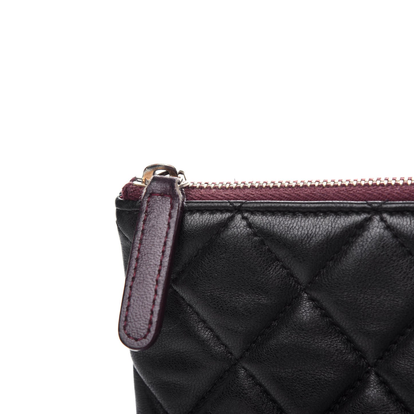 Lambskin Quilted Large Cosmetic Case Black