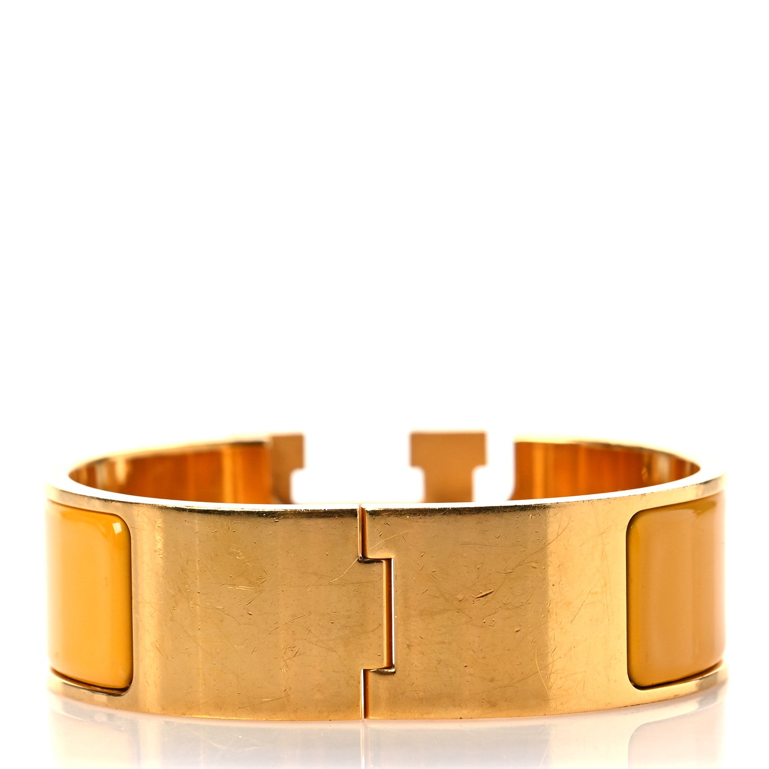 Hermes Enamel Wide Clic Clac H Bracelet GM Jaune Soleil 3 of 5