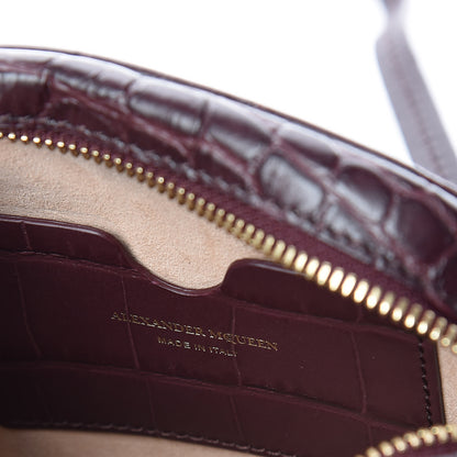 Alexander McQueen Calfskin Crocodile Embossed Mini Camera Shoulder Bag Bordeaux 6 of 9