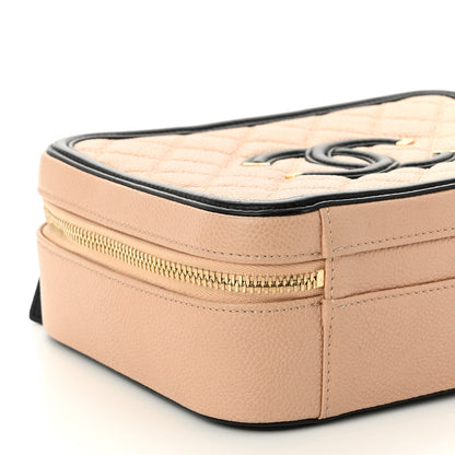Chanel Caviar Quilted Medium CC Filigree Vanity Case Beige Black 9 of 10