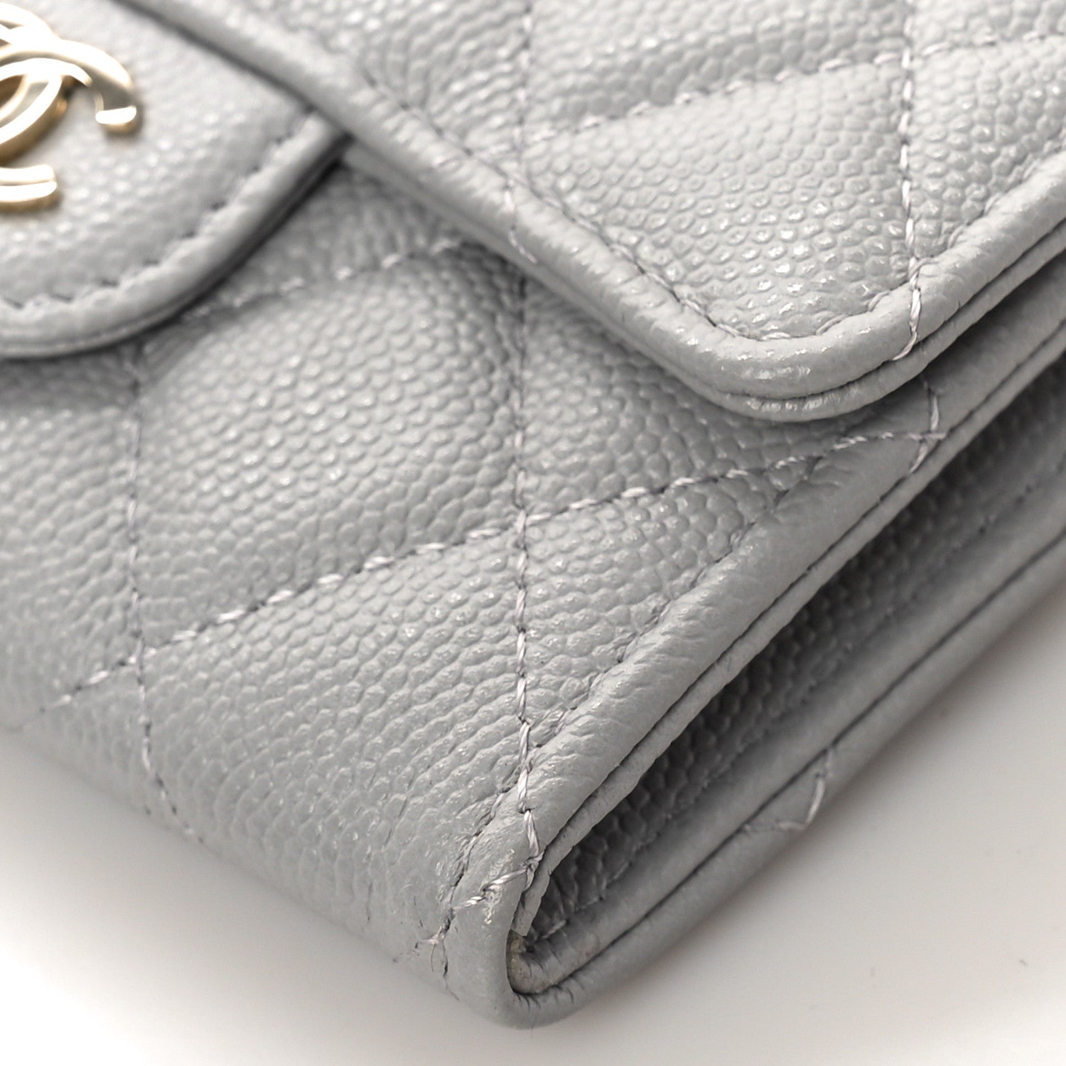Chanel Caviar Quilted Flap Card Holder Wallet Grey 9 of 10