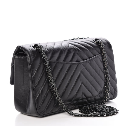 Chanel Aged Calfskin Chevron Quilted 2.55 Reissue 225 Flap So Black 4 of 12