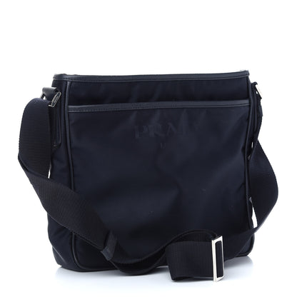 Prada Tessuto Nylon Saffiano Flat Messenger Bag Blue 3 of 10