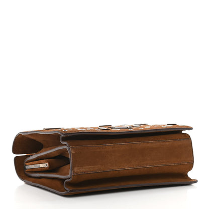 Prada Suede Grommet Frame Satchel Tabacco 4 of 13