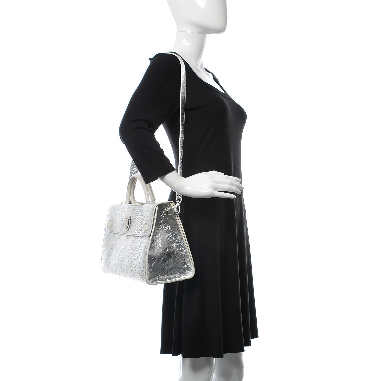 Christian Dior Metallic Calfskin Medium Diorever Flap Silver 2 of 16