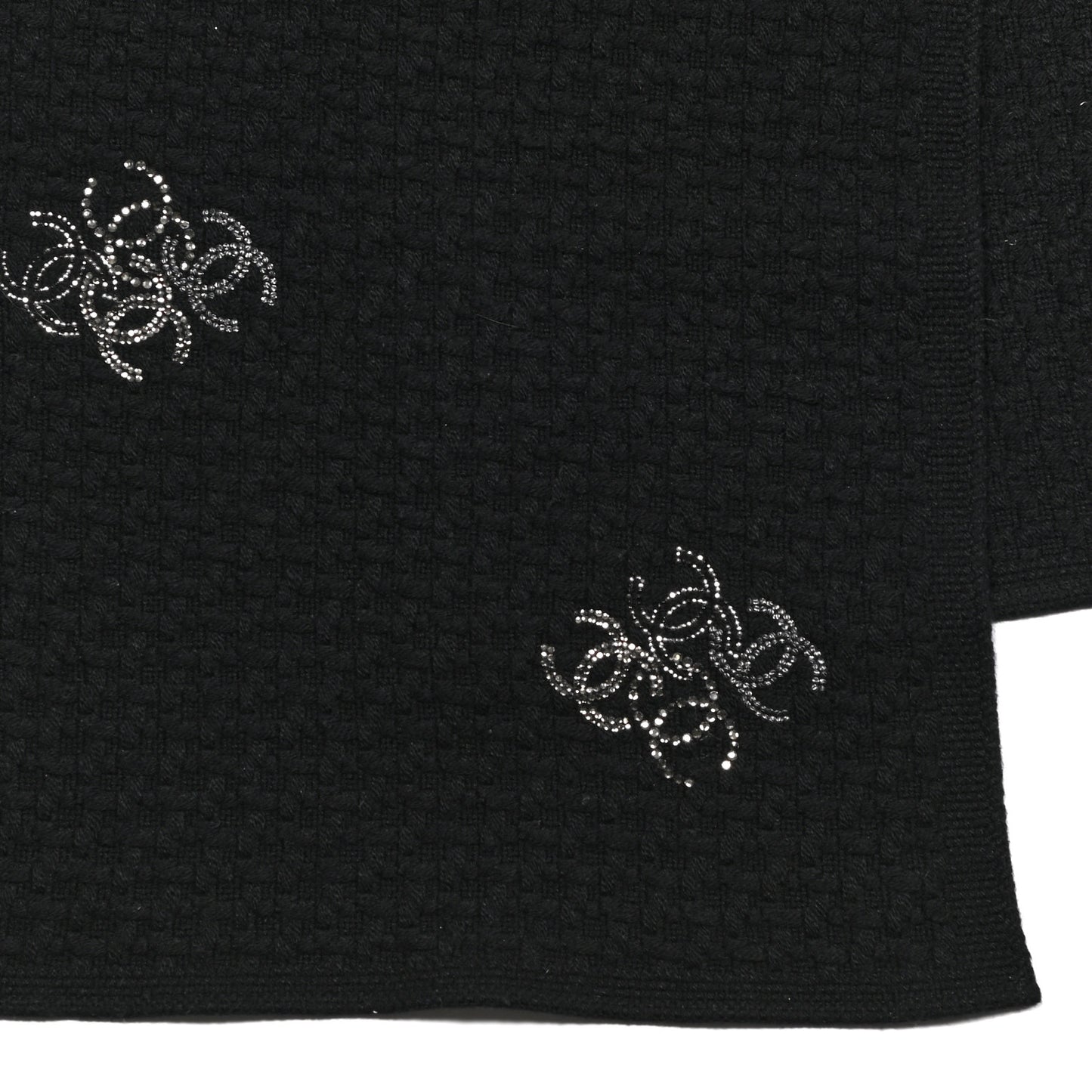 Cashmere Crystal Logo Scarf Black