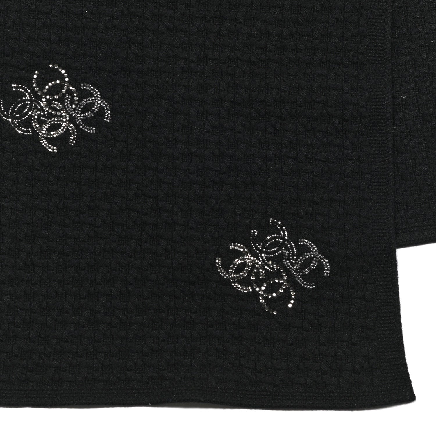 Chanel Cashmere Crystal Logo Scarf Black 3 of 4