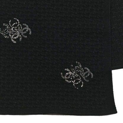 Chanel Cashmere Crystal Logo Scarf Black 3 of 4