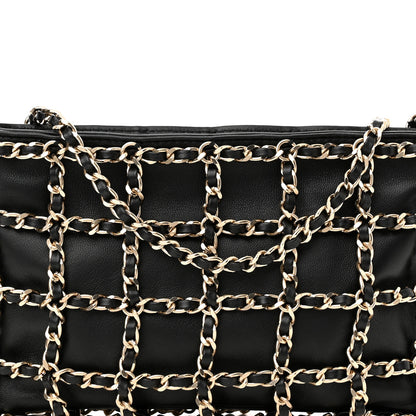 Chanel Lambskin Chain Frame Shoulder Bag Black 8 of 10