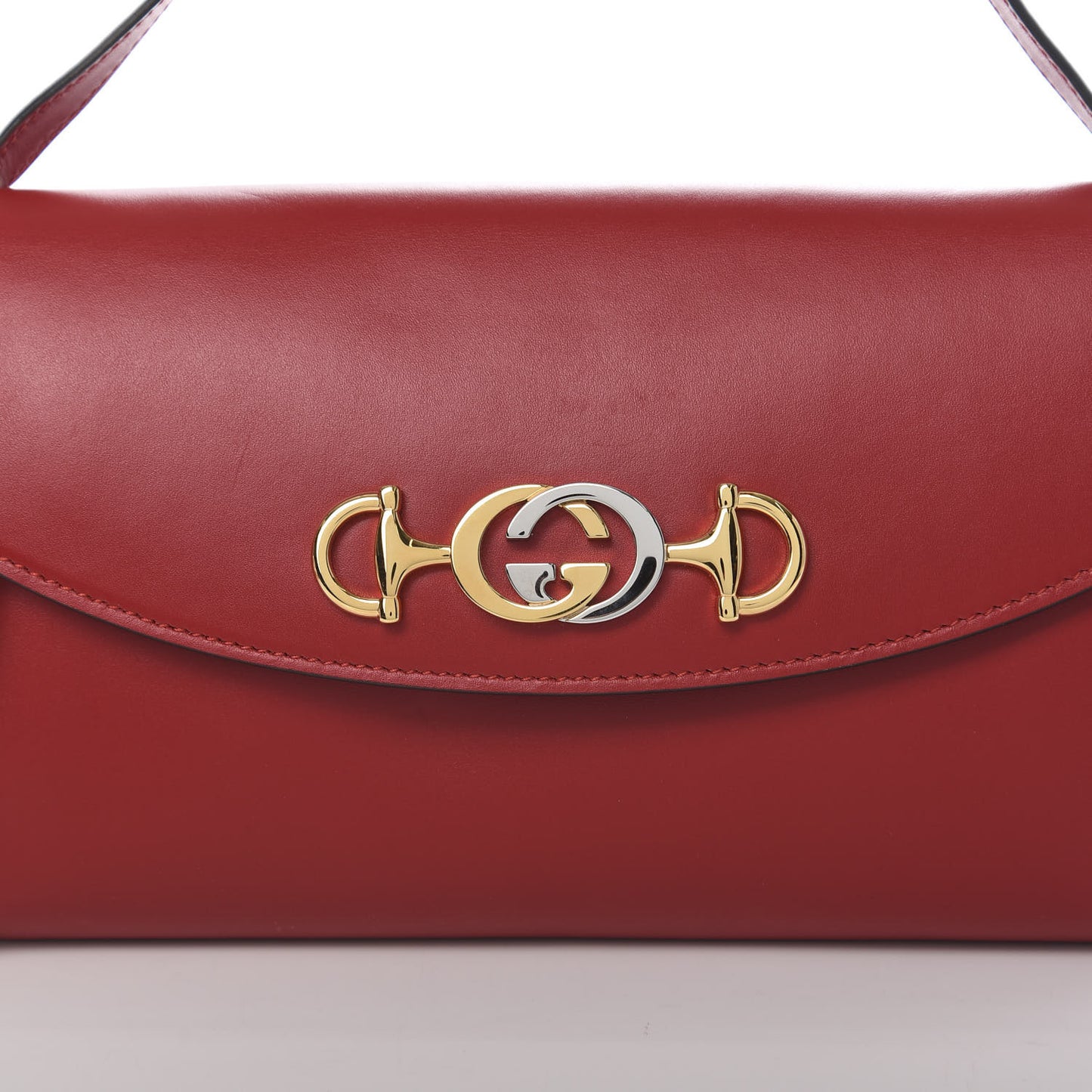 Smooth Calfskin Small Zumi Top Handle Shoulder Bag Hibiscus Red