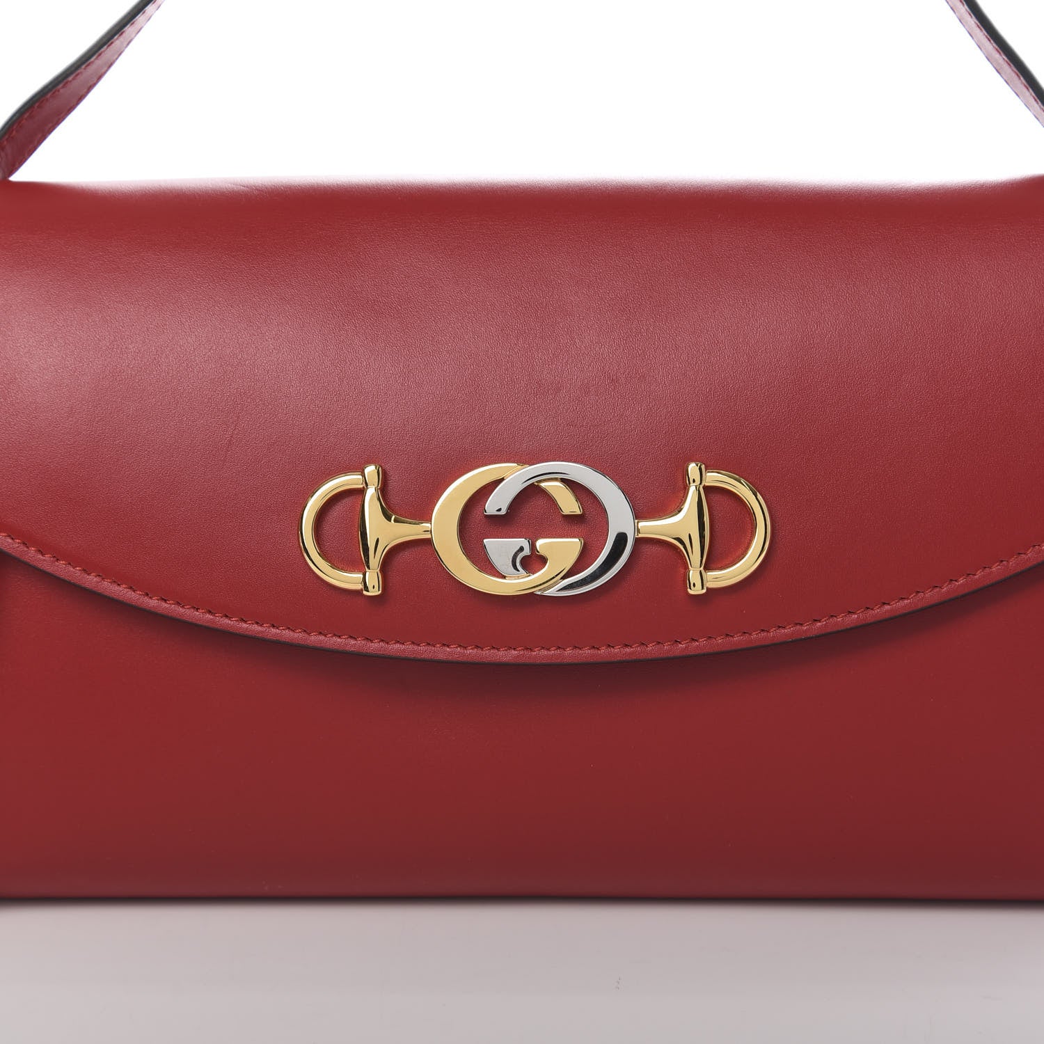 Gucci Smooth Calfskin Small Zumi Top Handle Shoulder Bag Hibiscus Red 11 of 11