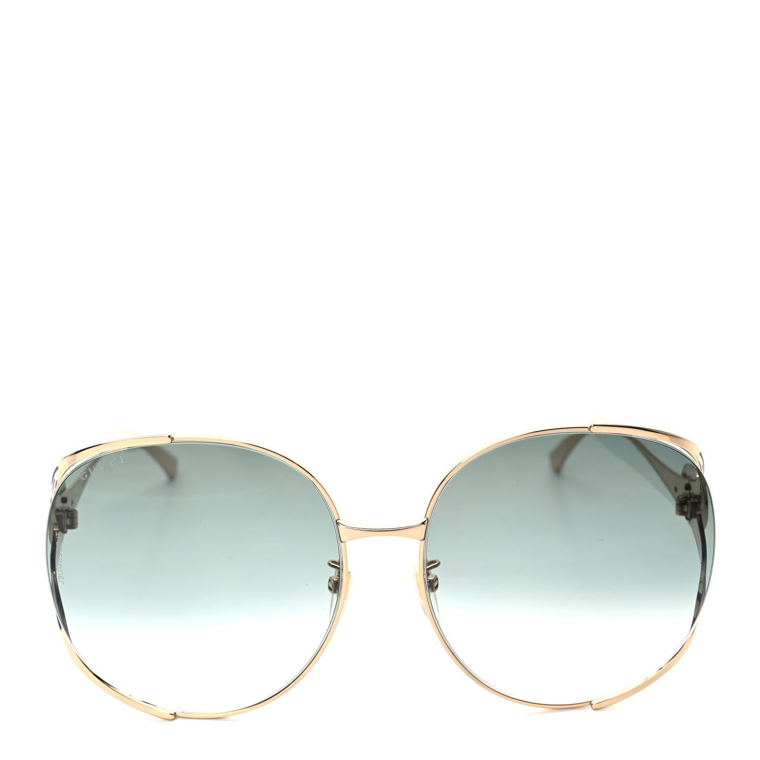 Gucci Metal Oversized Round Frame GG0225S Sunglasses Gold 2 of 7