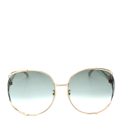 Gucci Metal Oversized Round Frame GG0225S Sunglasses Gold 2 of 7