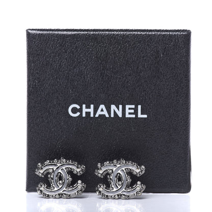 Chanel Enamel Crystal CC Earrings Ruthenium 5 of 5