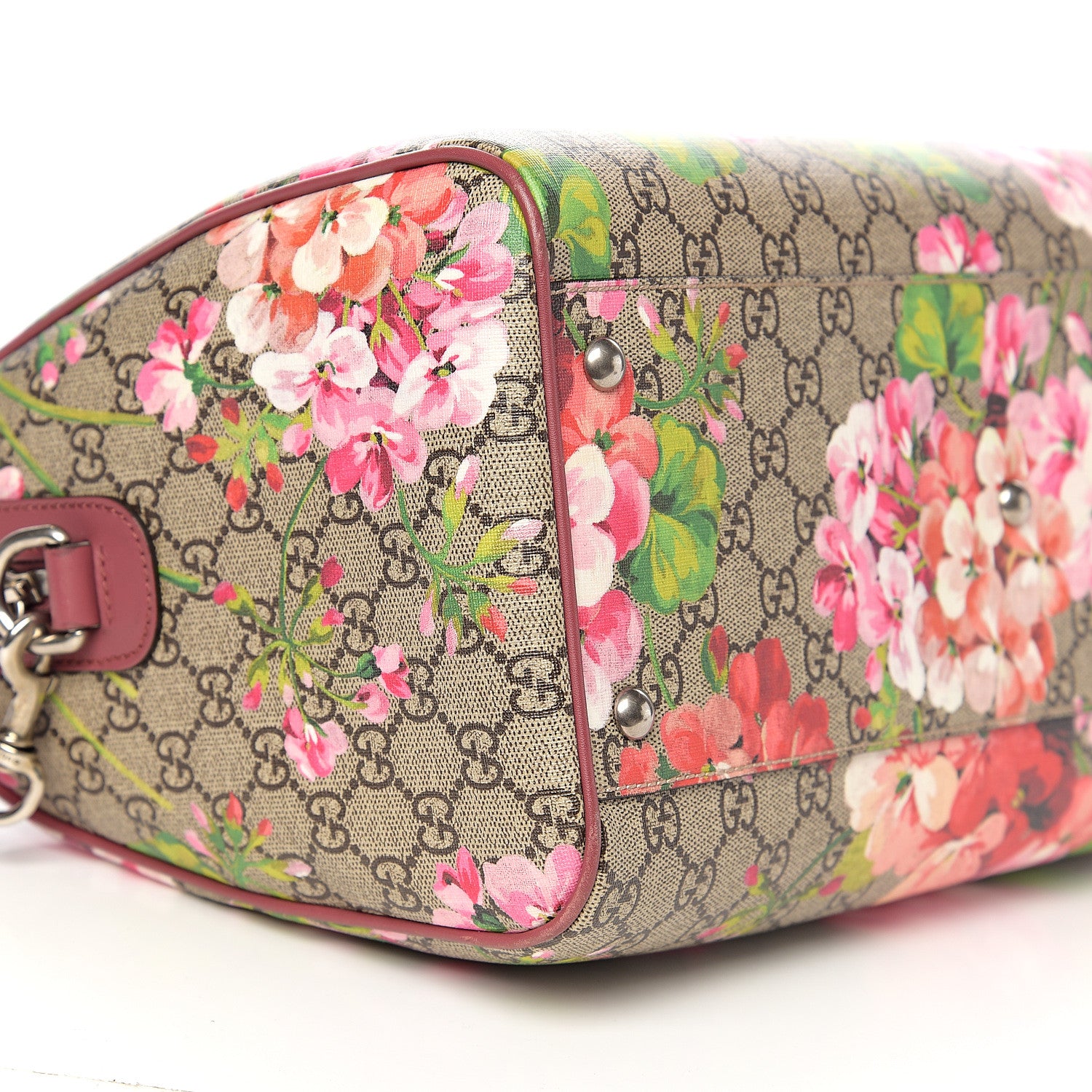 Gucci GG Supreme Monogram Blooms Medium Boston Beige Multicolor Dry Rose 10 of 12