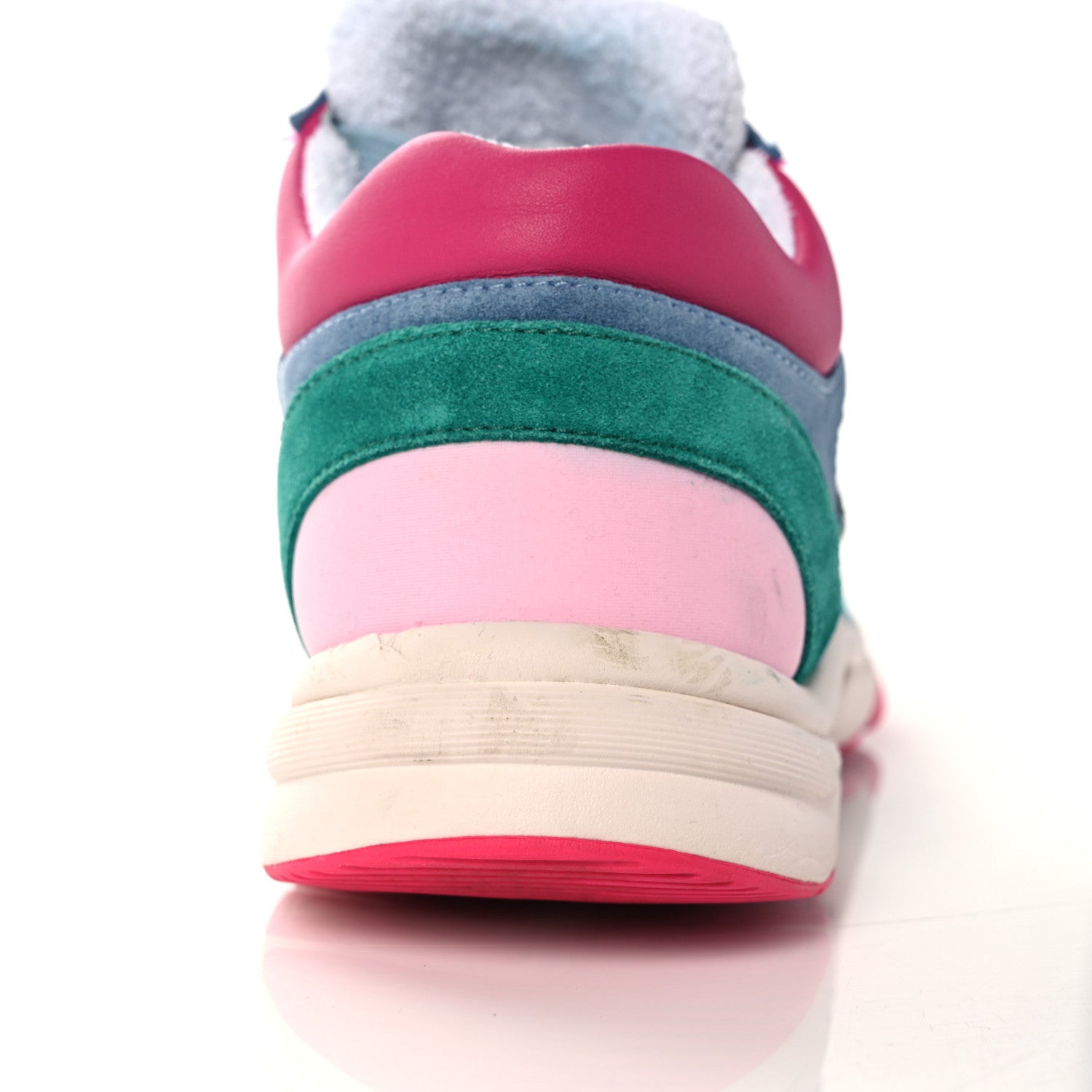 Chanel Nylon Calfskin Suede CC Sneakers 39.5 Navy Turquoise 14 of 16