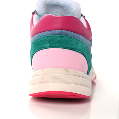 Chanel Nylon Calfskin Suede CC Sneakers 39.5 Navy Turquoise 14 of 16