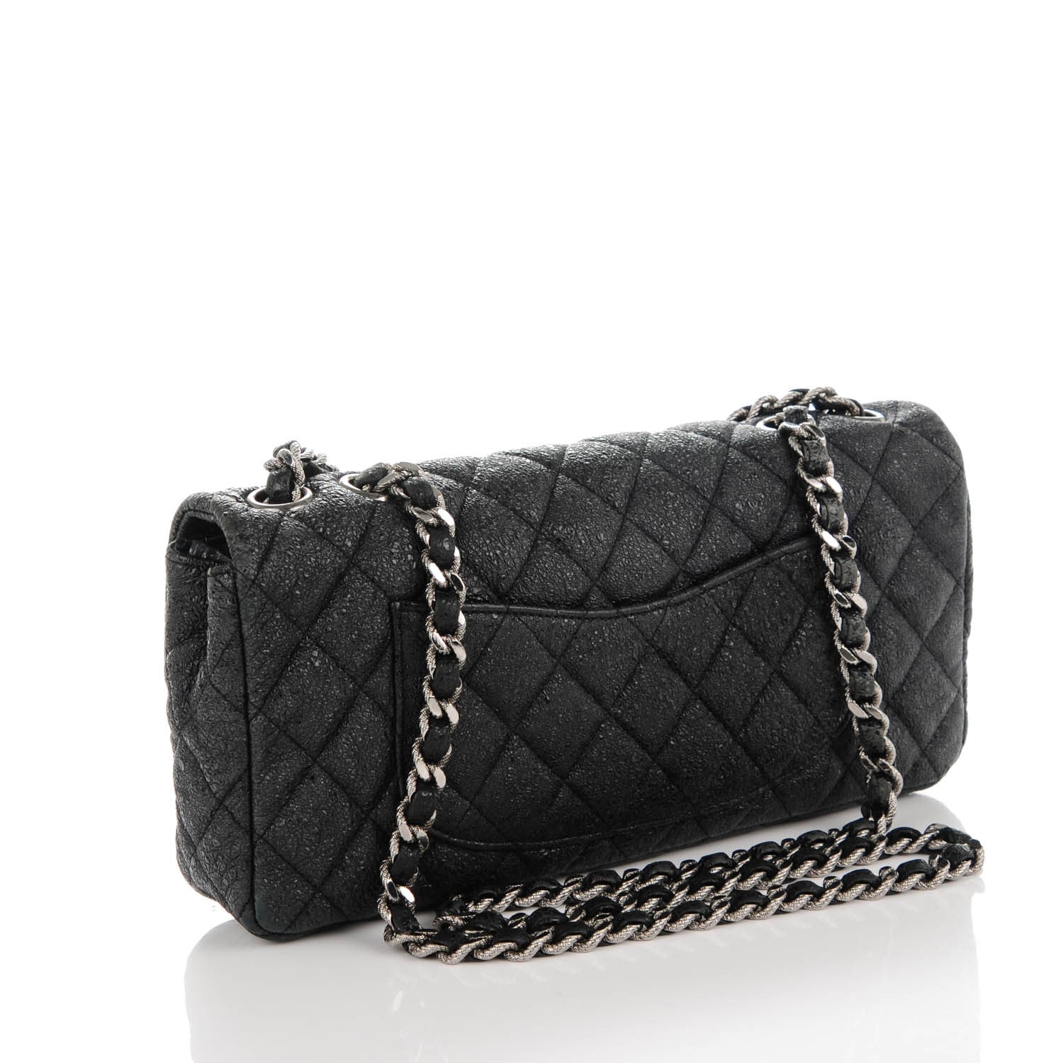 Chanel Crackled Calfskin Quilted East West Flap Black 3 of 7