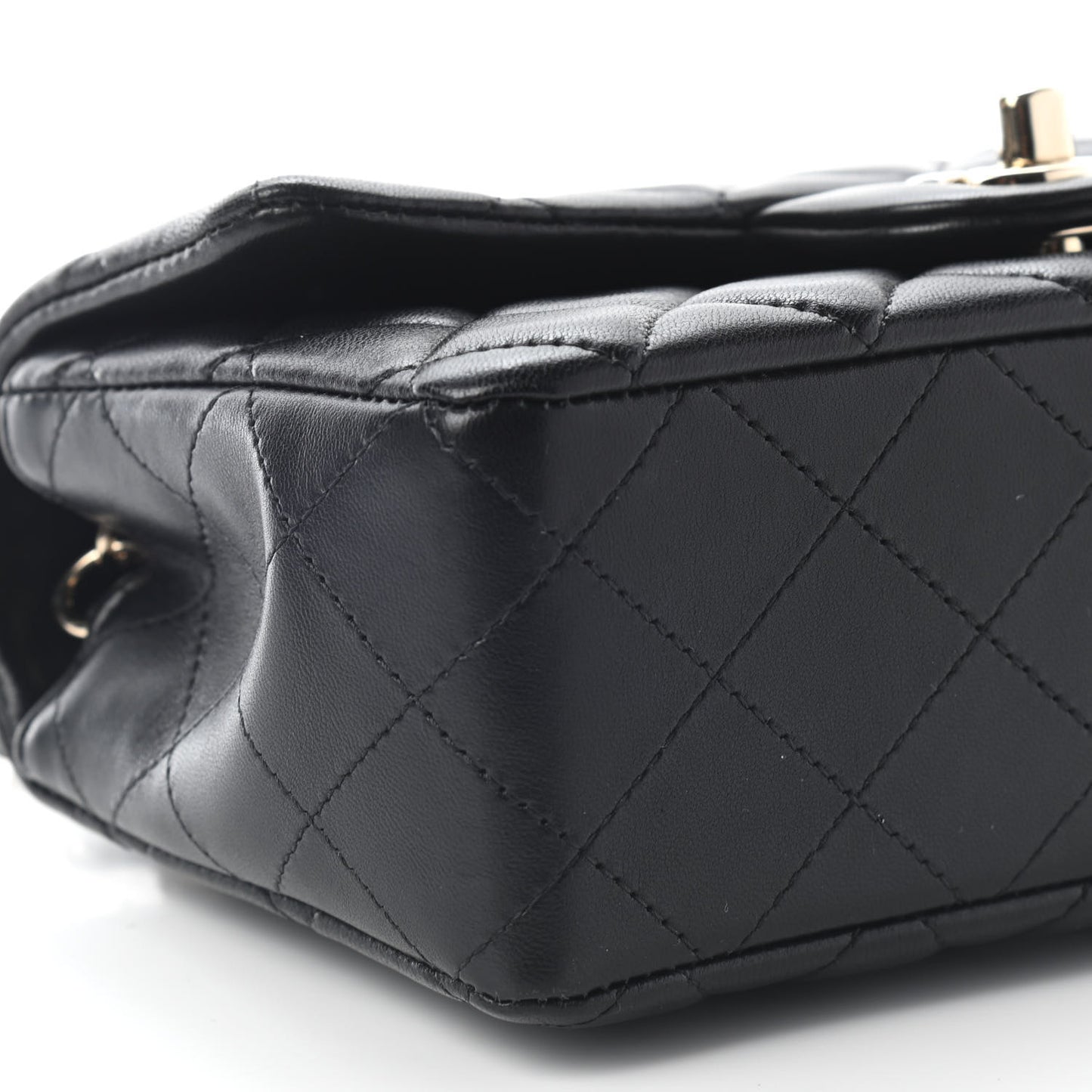 Lambskin Quilted Mini Rectangular Flap Black