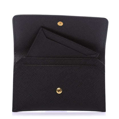 Prada Saffiano Metal Flap Wallet Black 5 of 9