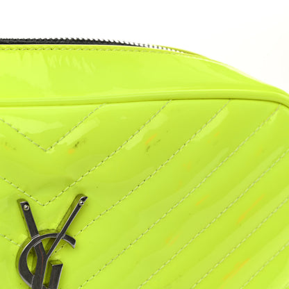 Saint Laurent Patent Calfskin Matelasse Monogram Lou Camera Bag Neon Yellow 11 of 12