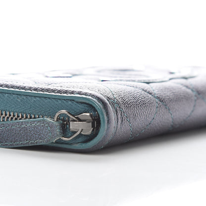 Chanel Iridescent Caviar Quilted Medium Filigree Zip Around Wallet Dark Turquoise 5 of 11