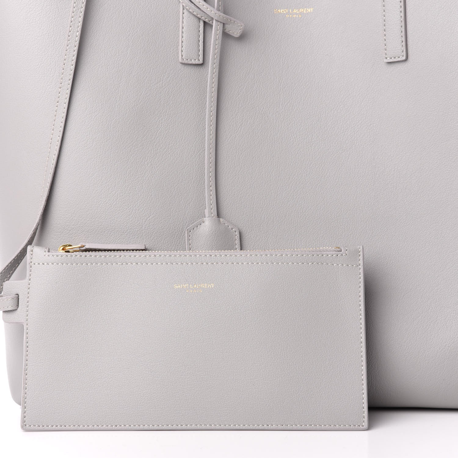 Saint Laurent Calfskin Large Shopping Tote Granite 11 of 13