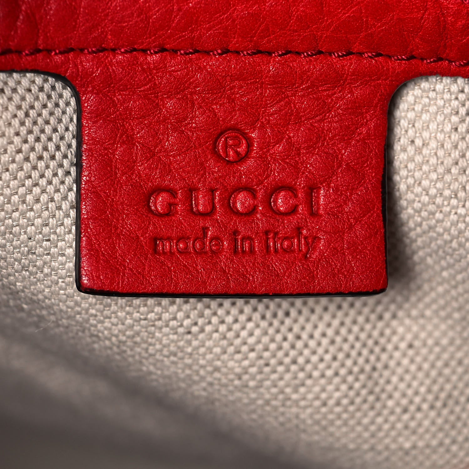 Gucci Pebbled Calfskin Small Soho Drawstring Backpack Tabasco Red 6 of 17
