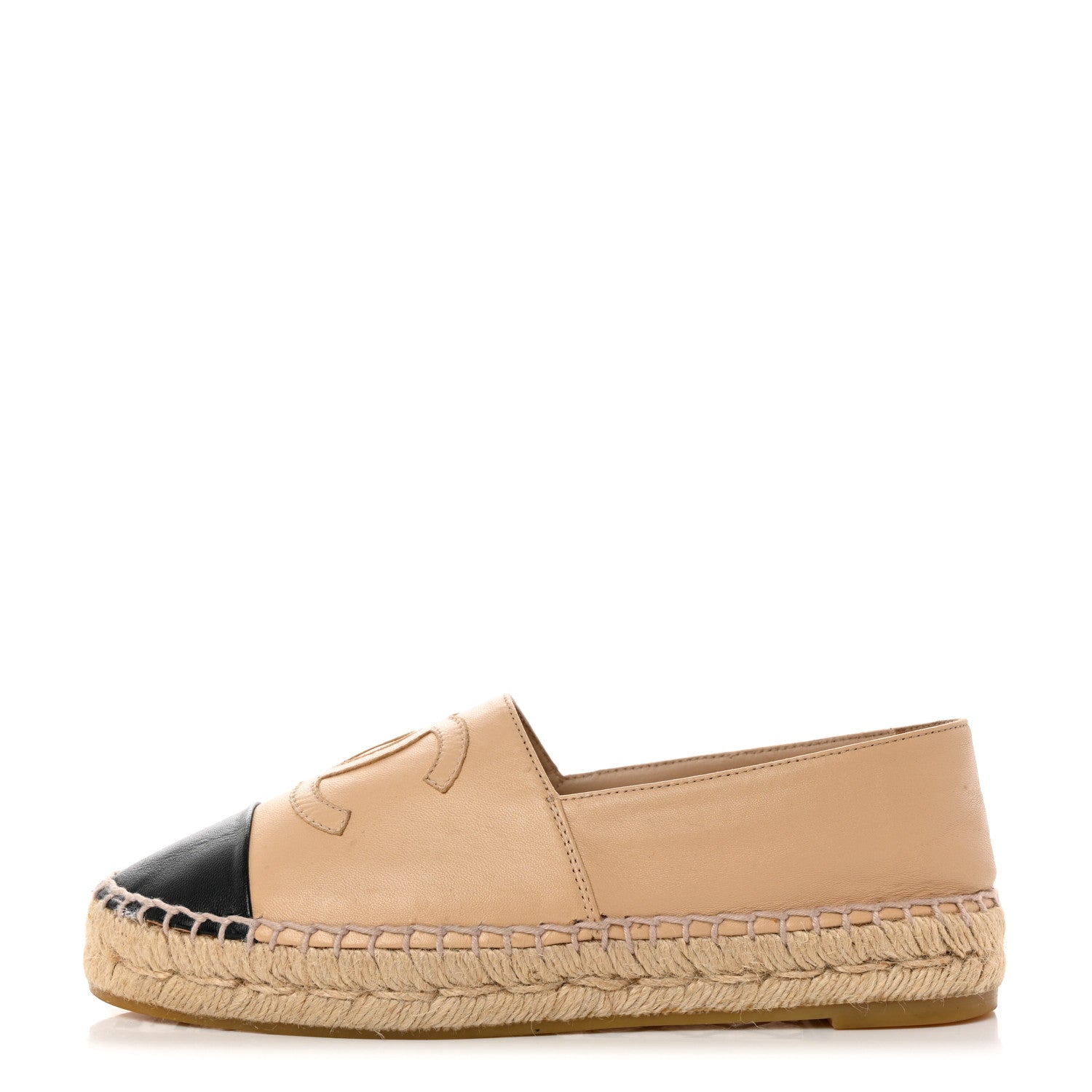 Chanel Lambskin CC Espadrilles 35 Beige Black 1 of 10
