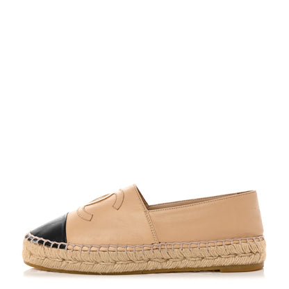 Chanel Lambskin CC Espadrilles 35 Beige Black 1 of 10