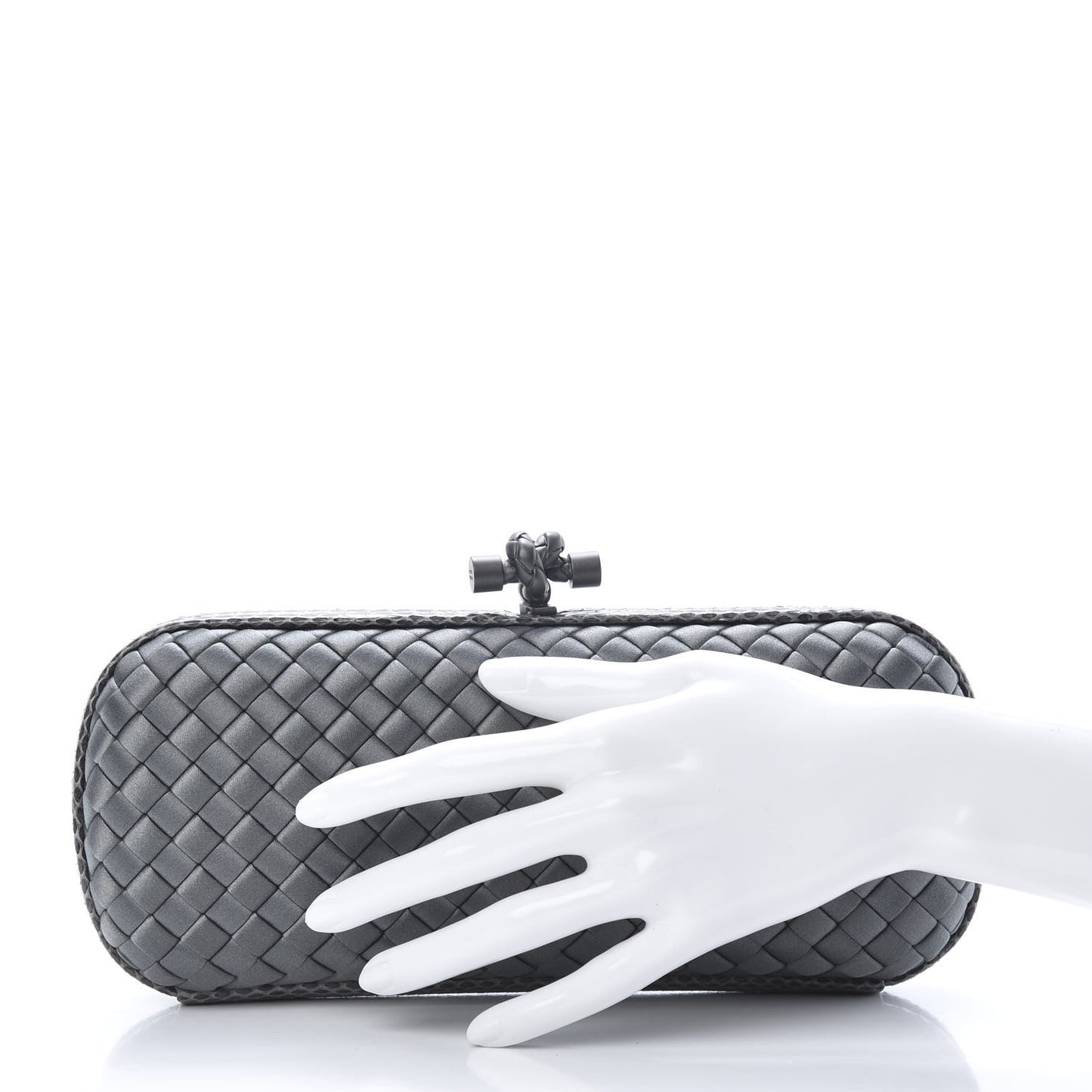 Satin Intreccio Impero Ayers Stretch Knot Clutch Grey