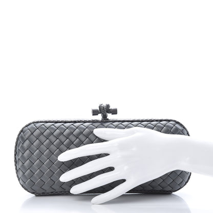 Bottega Veneta Satin Intreccio Impero Ayers Stretch Knot Clutch Grey 2 of 6