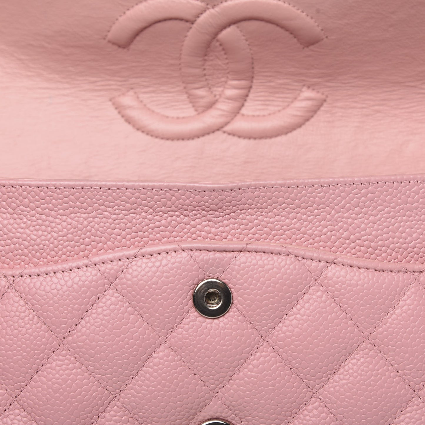 Caviar Quilted Medium Double Flap Pink