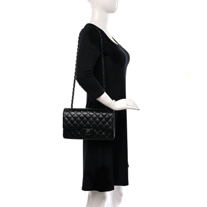 Chanel Lambskin Quilted Medium Double Flap So Black 2 of 15