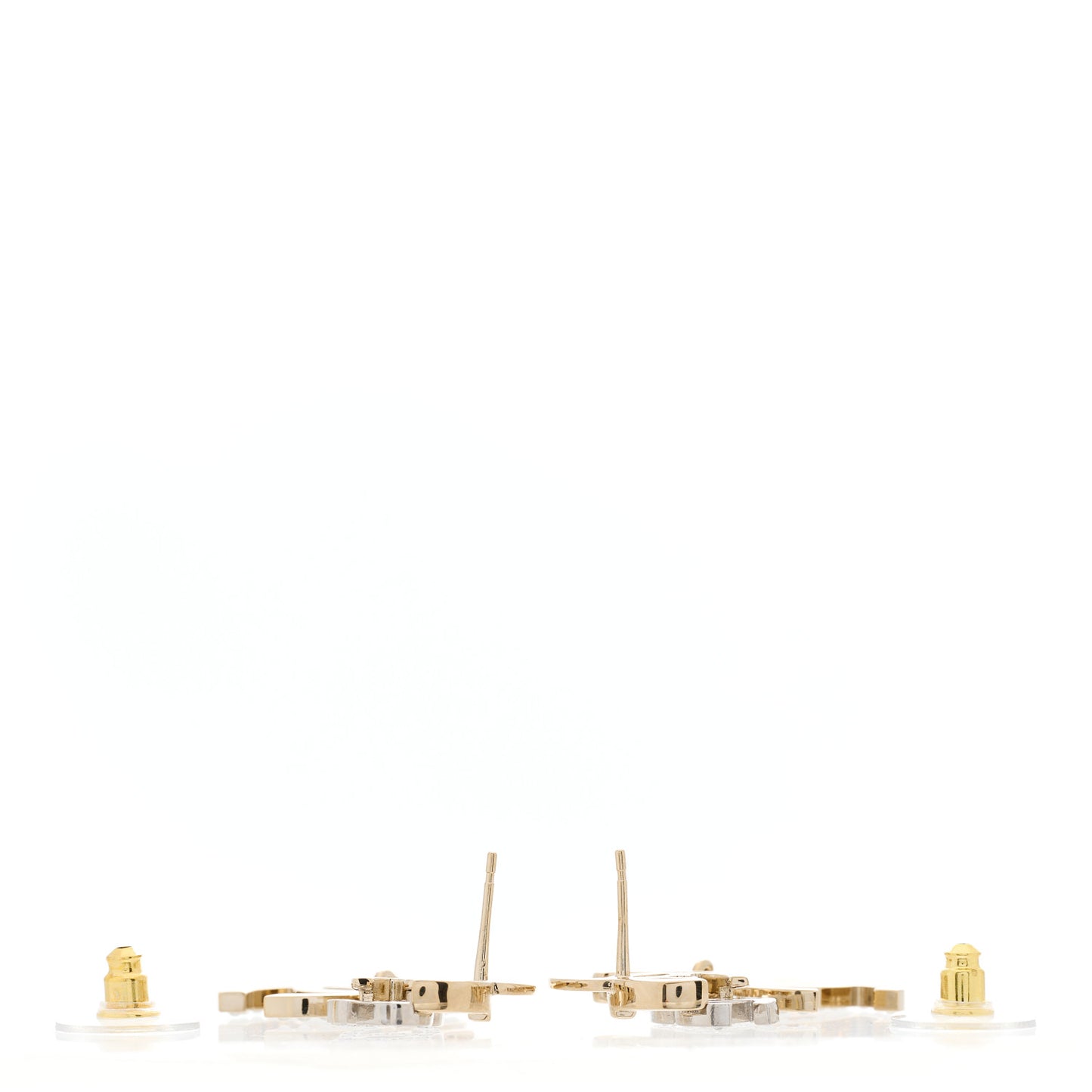 Crystal Pearl Double CC Drop Earrings Gold Silver