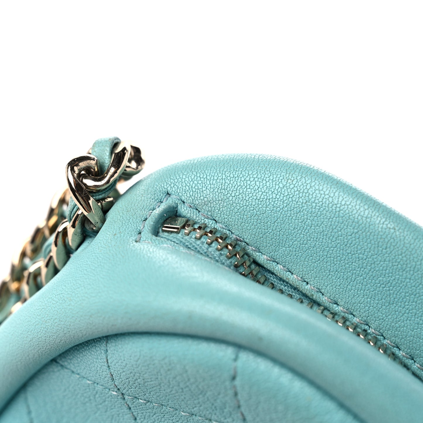 Goatskin Quilted Small Casual Trip Camera Case Light Blue