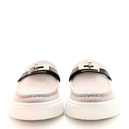 Hermes Toile De Coton Calfskin Womens Game Slip On Sneakers 36 Prunoir Black 2 of 13