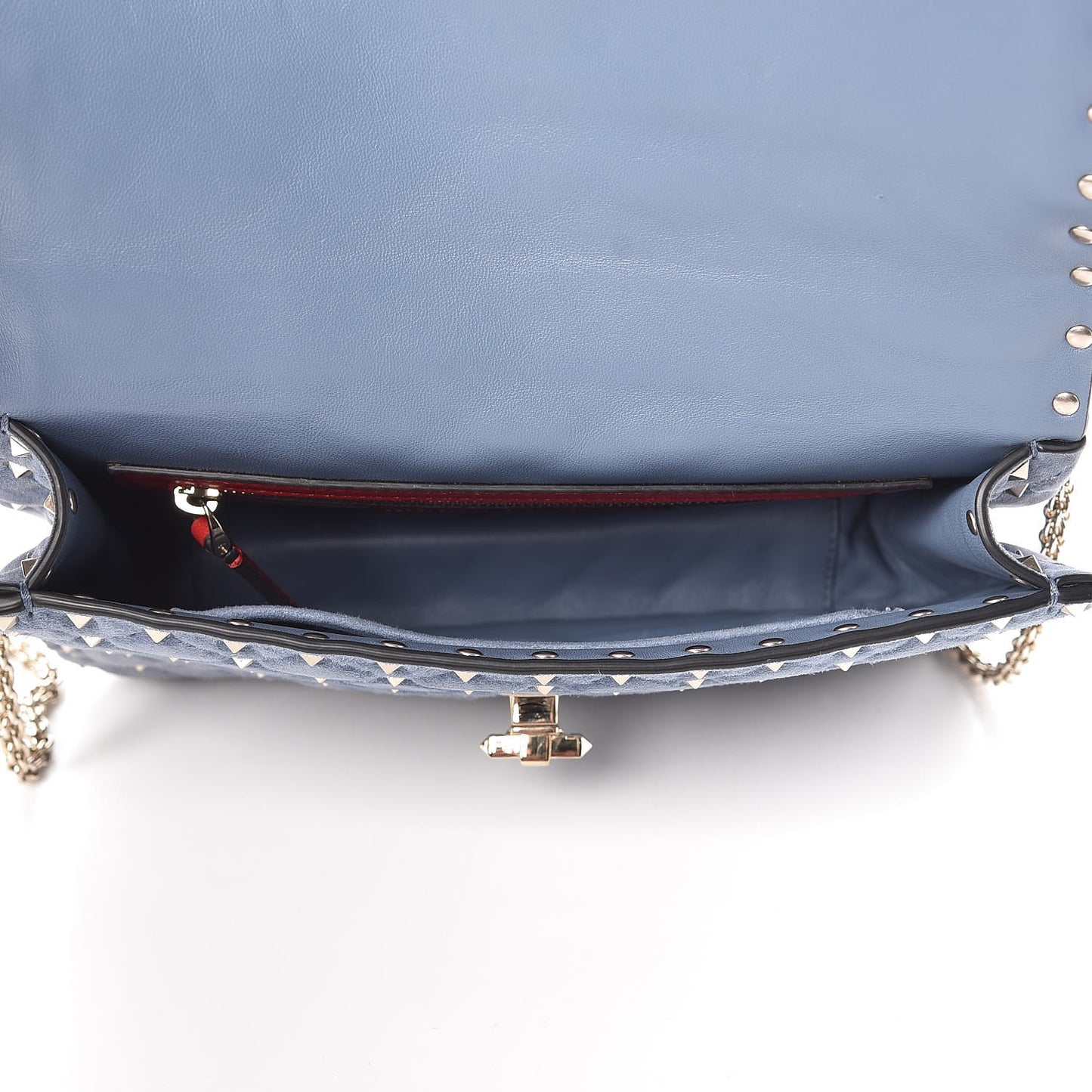 Suede Medium Rockstud Spike Shoulder Bag Blue
