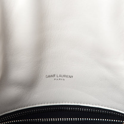 Saint Laurent Lambskin Quilted Toy Loulou Puffer Monogram Chain Satchel Blanc Vintage 9 of 12