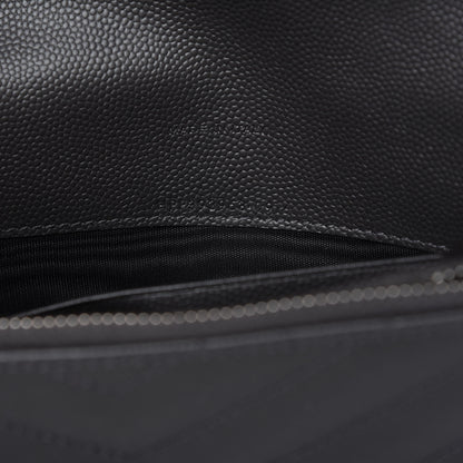 Saint Laurent Grain De Poudre Matelasse Chevron Monogram Envelope Chain Wallet Dark Smog 9 of 11