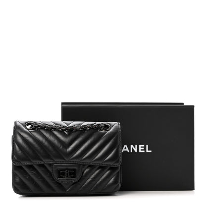 Chanel Aged Calfskin Chevron Quilted 2.55 Reissue Mini Flap So Black 12 of 12