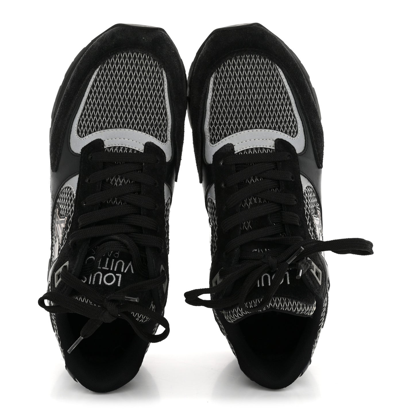 Suede Calfskin Mesh Mens Run Away Sneakers 7 Black