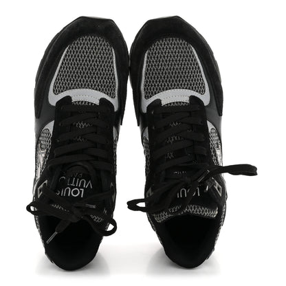 Louis Vuitton Suede Calfskin Mesh Mens Run Away Sneakers 7 Black 2 of 10