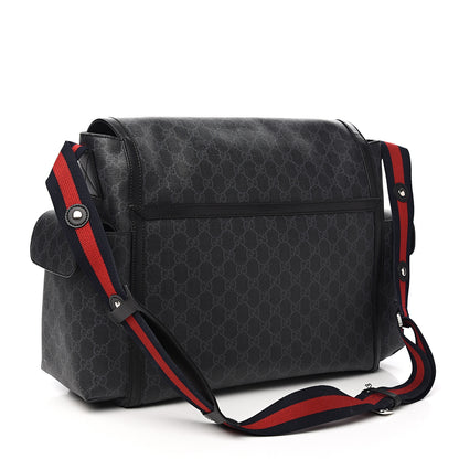 Gucci GG Supreme Monogram Web Messenger Diaper Bag Black Grey 2 of 9