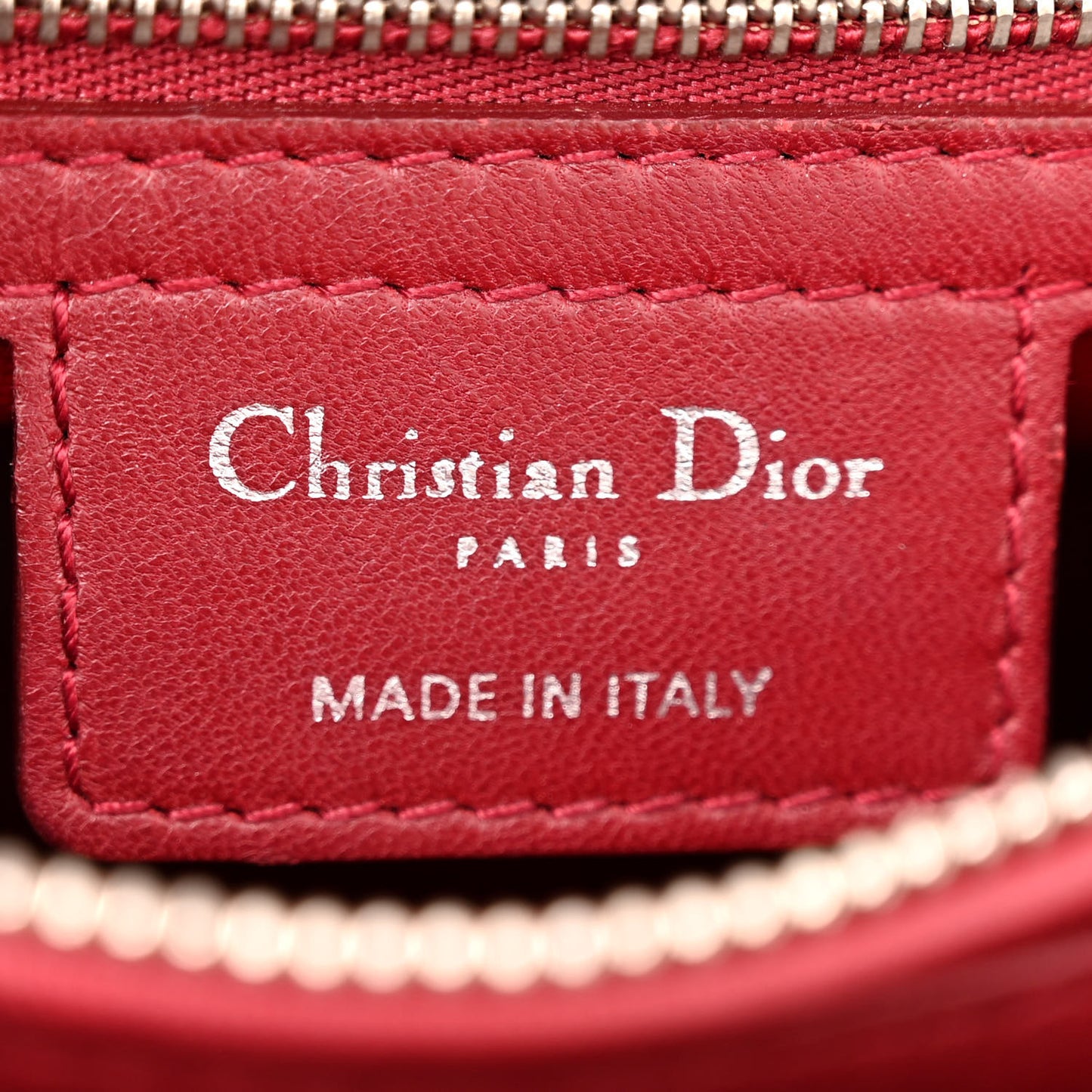 Lambskin Cannage Ruffle Trim Medium Lady Dior Burgundy