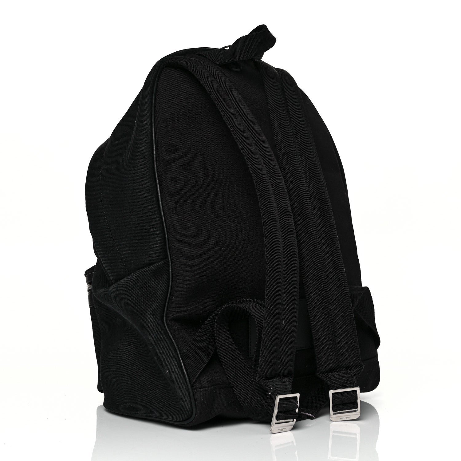Saint Laurent Canvas Signature Embroidered City Backpack Black 3 of 12