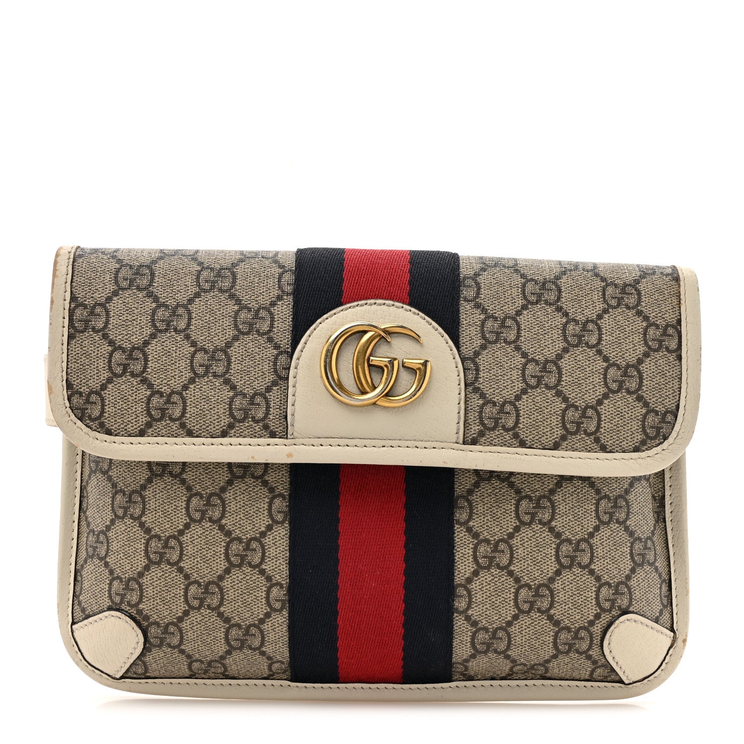 Gucci GG Supreme Monogram Web Small Ophidia Belt Bag 90 36 Beige Ebony White 1 of 19